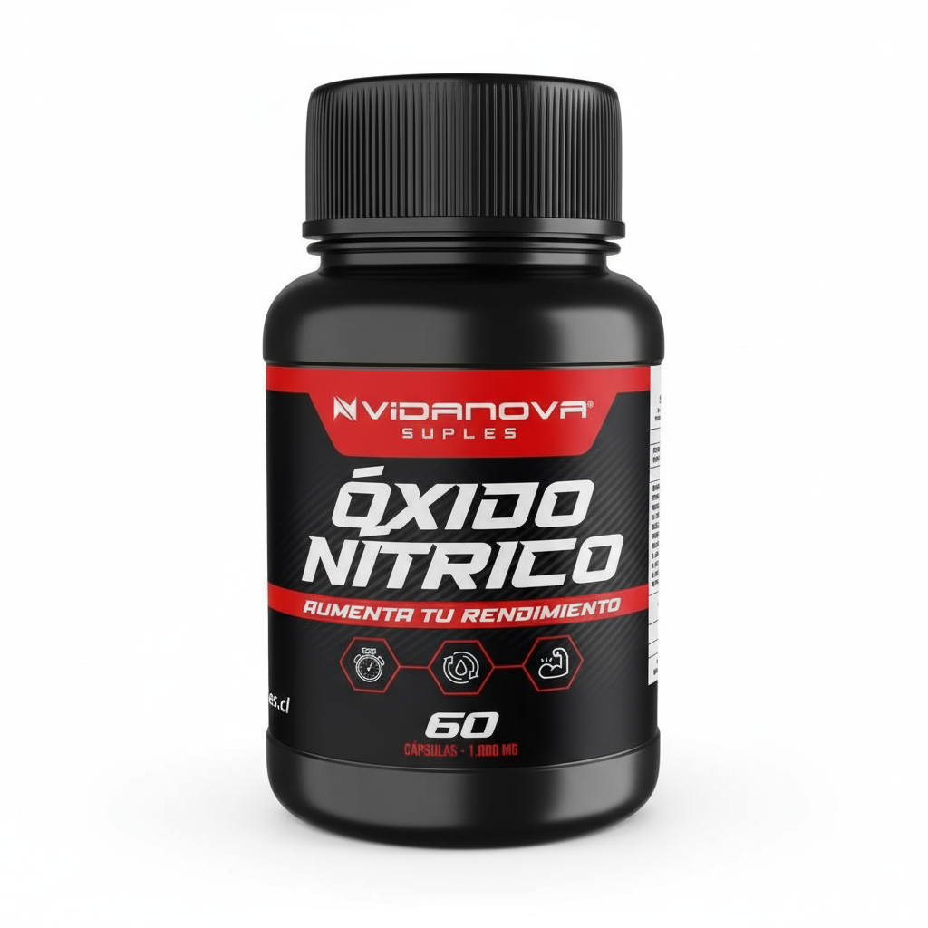 Óxido Nítrico VidaNova 1000mg - 60 Cápsulas - Aumenta Rendimiento y Bombeo Muscular