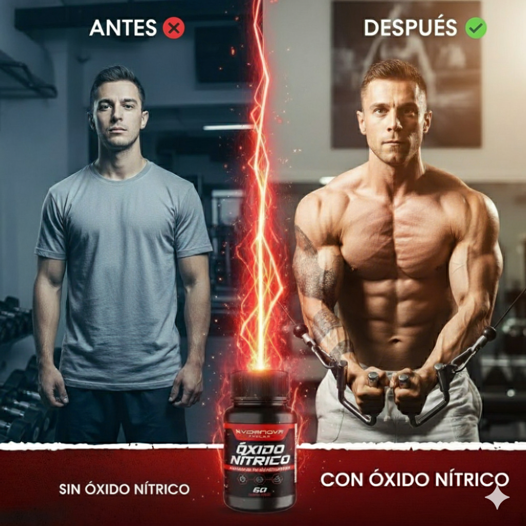 Óxido Nítrico VidaNova 1000mg - 60 Cápsulas - Aumenta Rendimiento y Bombeo Muscular